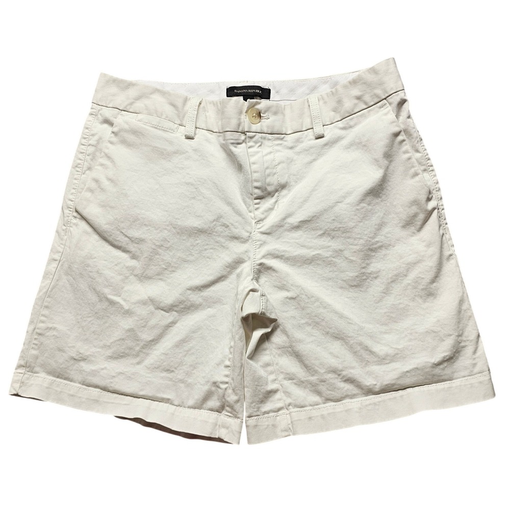 Banana Republic Womens Size 4 Cotton Stretch‎ Chino Shorts Off White 5 Inseam